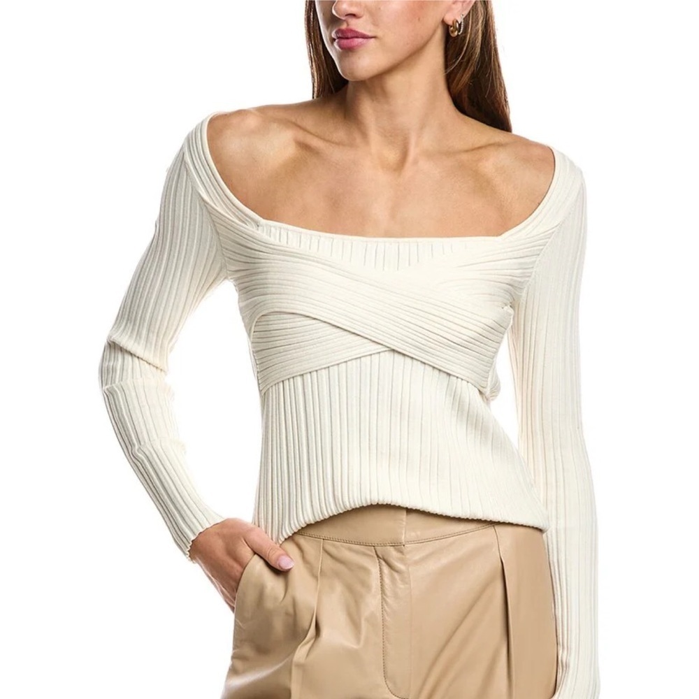 New NWOT IRO Silk Ribbed Long Sleeve Top Creme Small